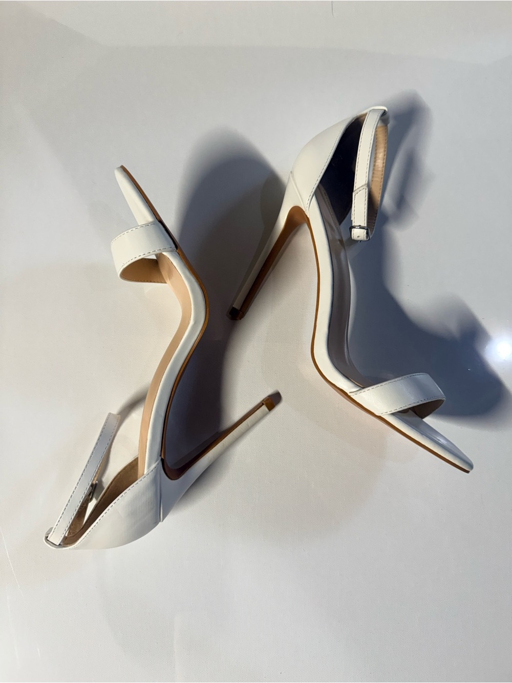 PrettyLittleThing White Ankle-Strap Stiletto Sandal Heels Shoes - Picture 4 of 5